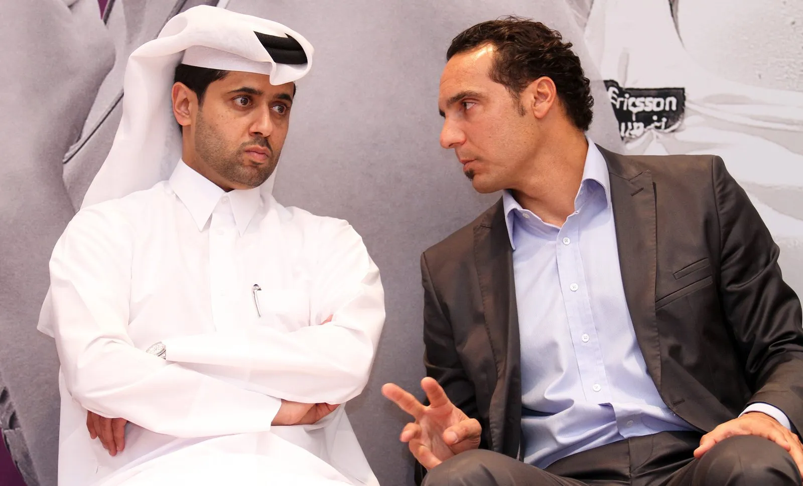 Karim Alami, były marokański tenisista (z prawej), i Nasser Al-Khelaifi