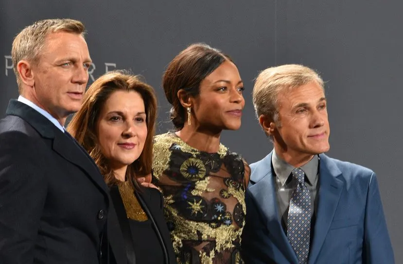 Daniel Craig, Barbara Broccoli, Naomie Harris i Christoph Waltz na premierze filmu „Spectre” w Berlinie (2015)