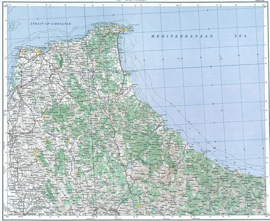 Maroko | Mapa okolic Tangeru (Army Map Service)